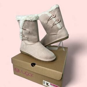 Sugar-Marty Women's Faux Suede Cold‎ Pale Pink Weather Winter & Snow Boots